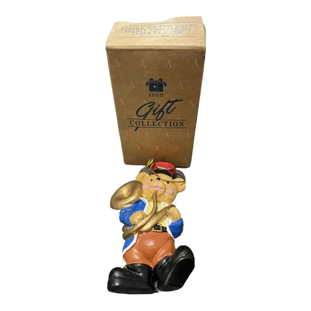 Avon Gift Collection Strike Up The Band Teddy Trumpet Ornament‎
